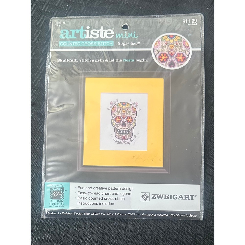 Artiste Mini Sugar Skull Counted Cross Stitch Craft Kit 14 Ct Aida Sealed NOS